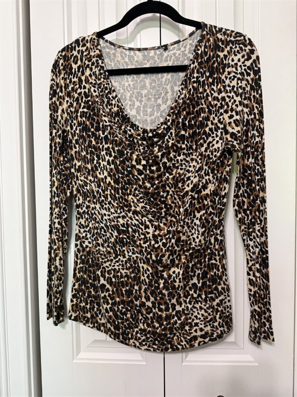 Womens Top Leopard Print Animal Print Long Sleeve V Neck Fall Sexy Layering